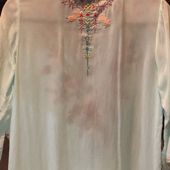 Johnny Was tunic. Beautiful sky blue embroidered - Picture 4 of 4